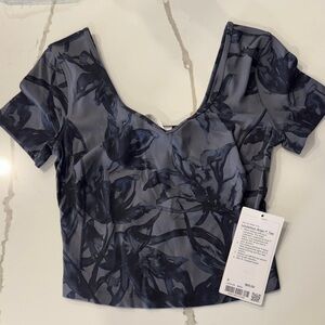 lululemon athletica Align Black Floral Crop Top Size 6 NWT